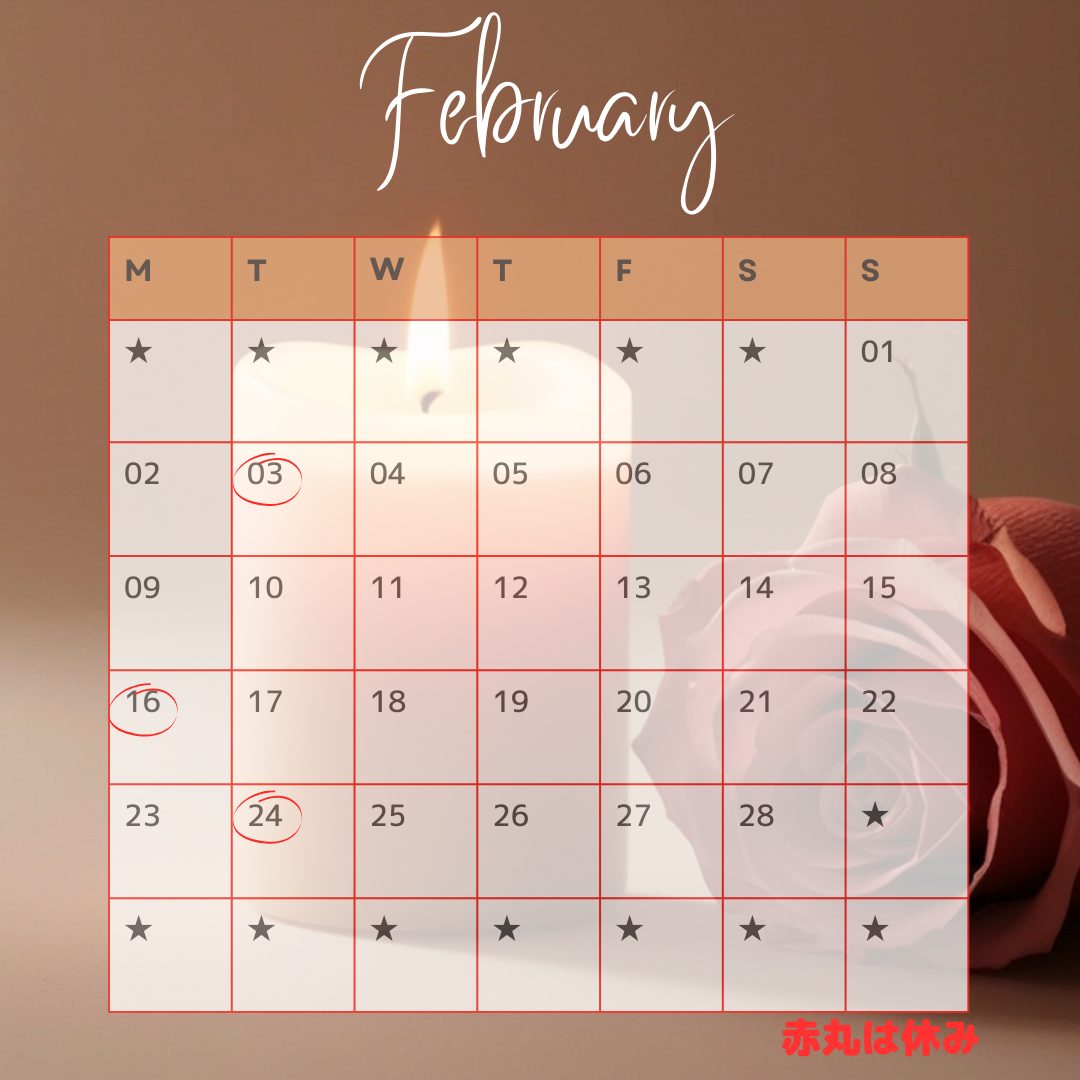 2026年2月のサロンスケジュール